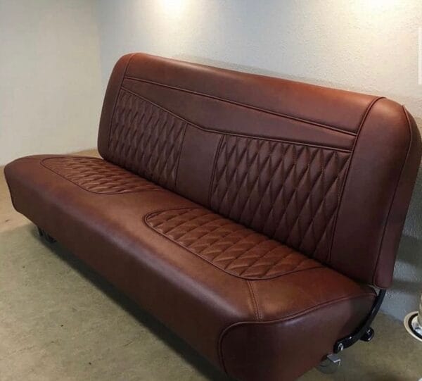 C10 Brown leather bench seat - Image 2