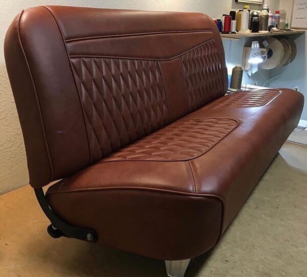 C10 Brown leather bench seat