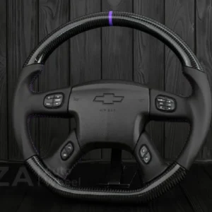 Steering wheel 2003+ GM Silverado, Yukon, Sierra, H2, Trailblazer Carbon fiber/Napa/Purple details